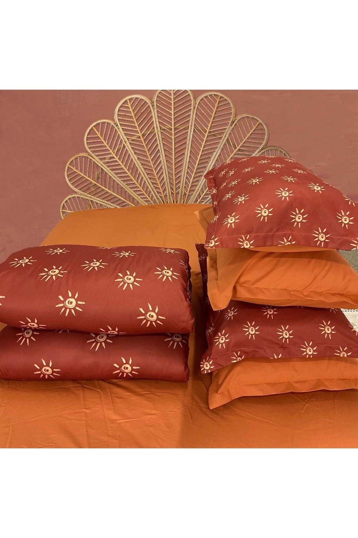 100% Cotton Satin 6 Pieces Claret Red-orange Lora