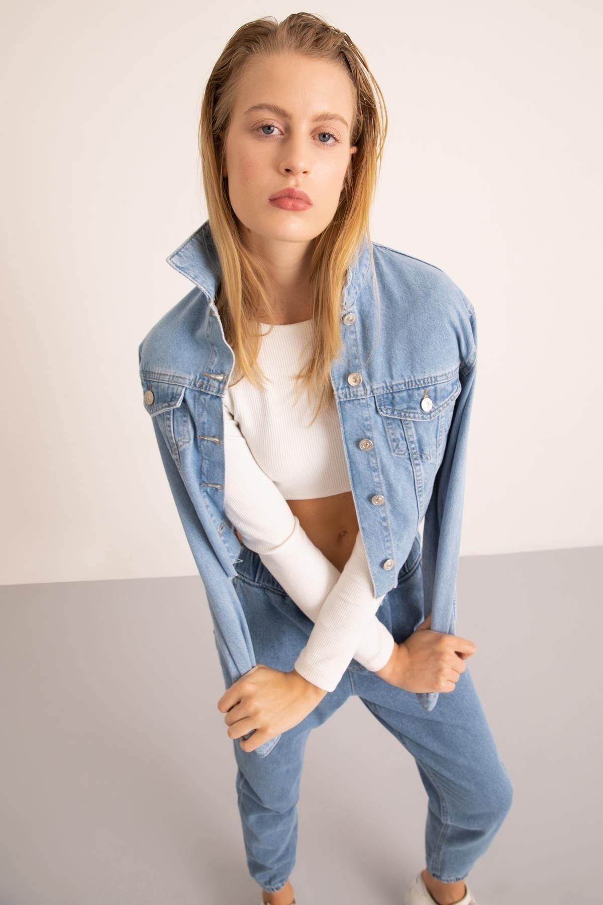 Regular Fit Crop Jean 100% Cotton Jacket - Swordslife