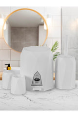 4 Pcs Bathroom Set Plastic 5 Lt Trash Can Toilet Brush Sink Set - Swordslife