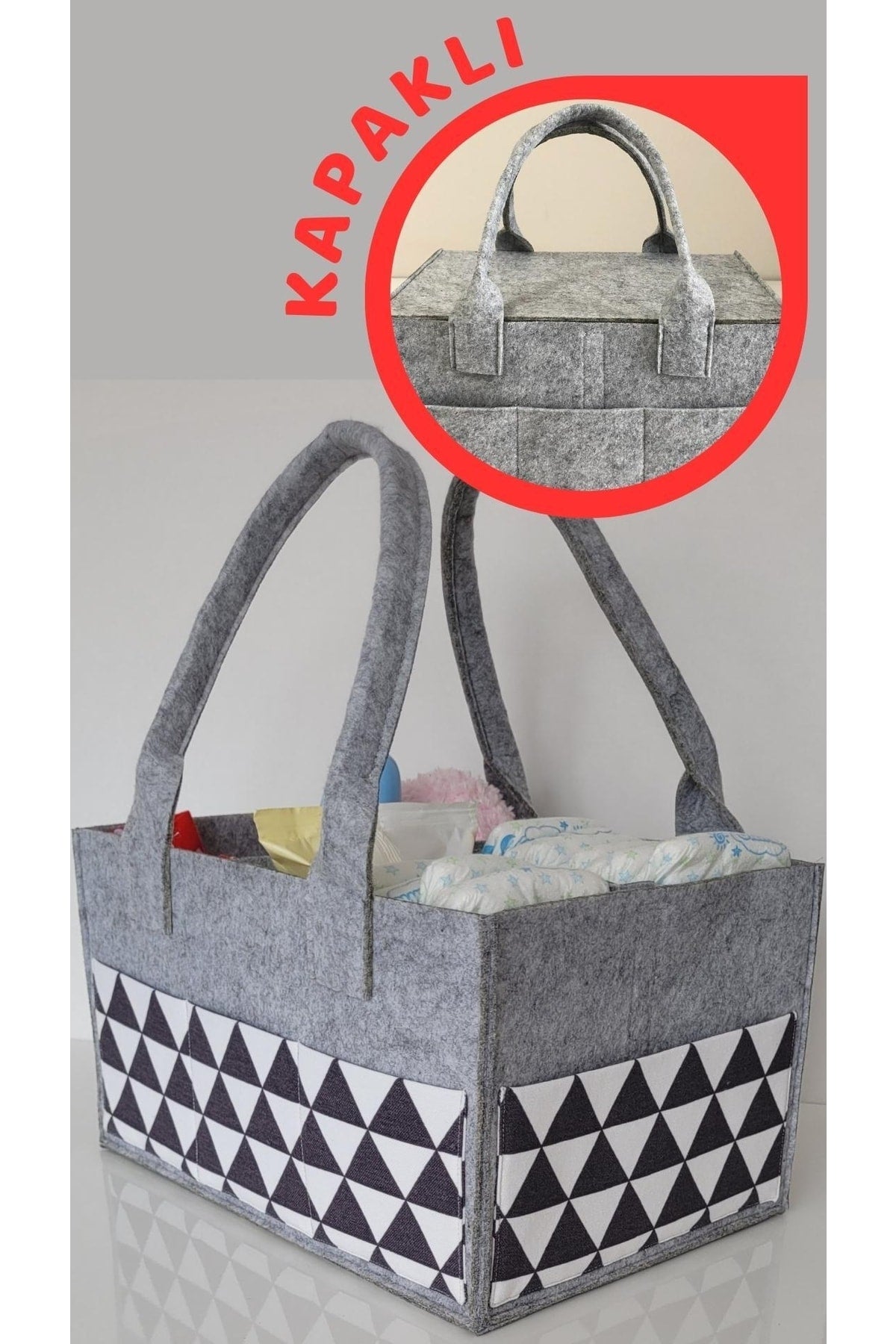 Handmade Multi-Purpose Felt Mother Baby Care And Organizer Bag Functional Organizer With Lid