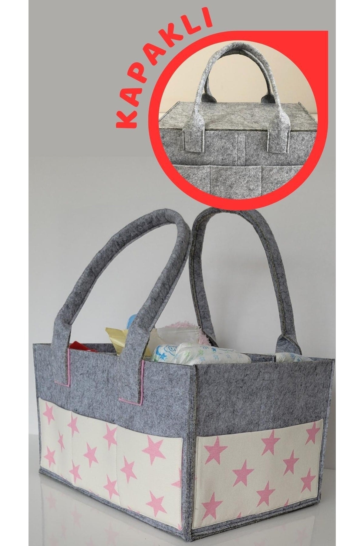 Handmade Multi-Purpose Felt Mother Baby Care And Organizer Bag Functional Organizer With Lid