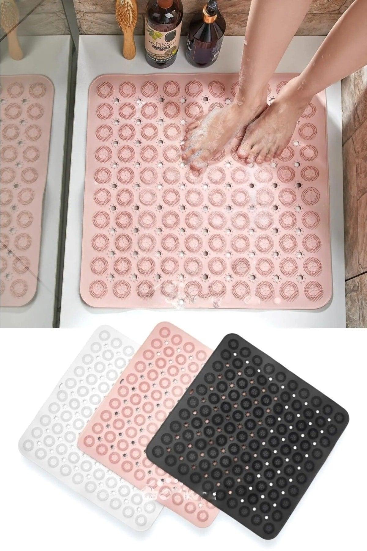 Square Massage Silicone Bath & Shower Anti-Slip Pink Color - Swordslife