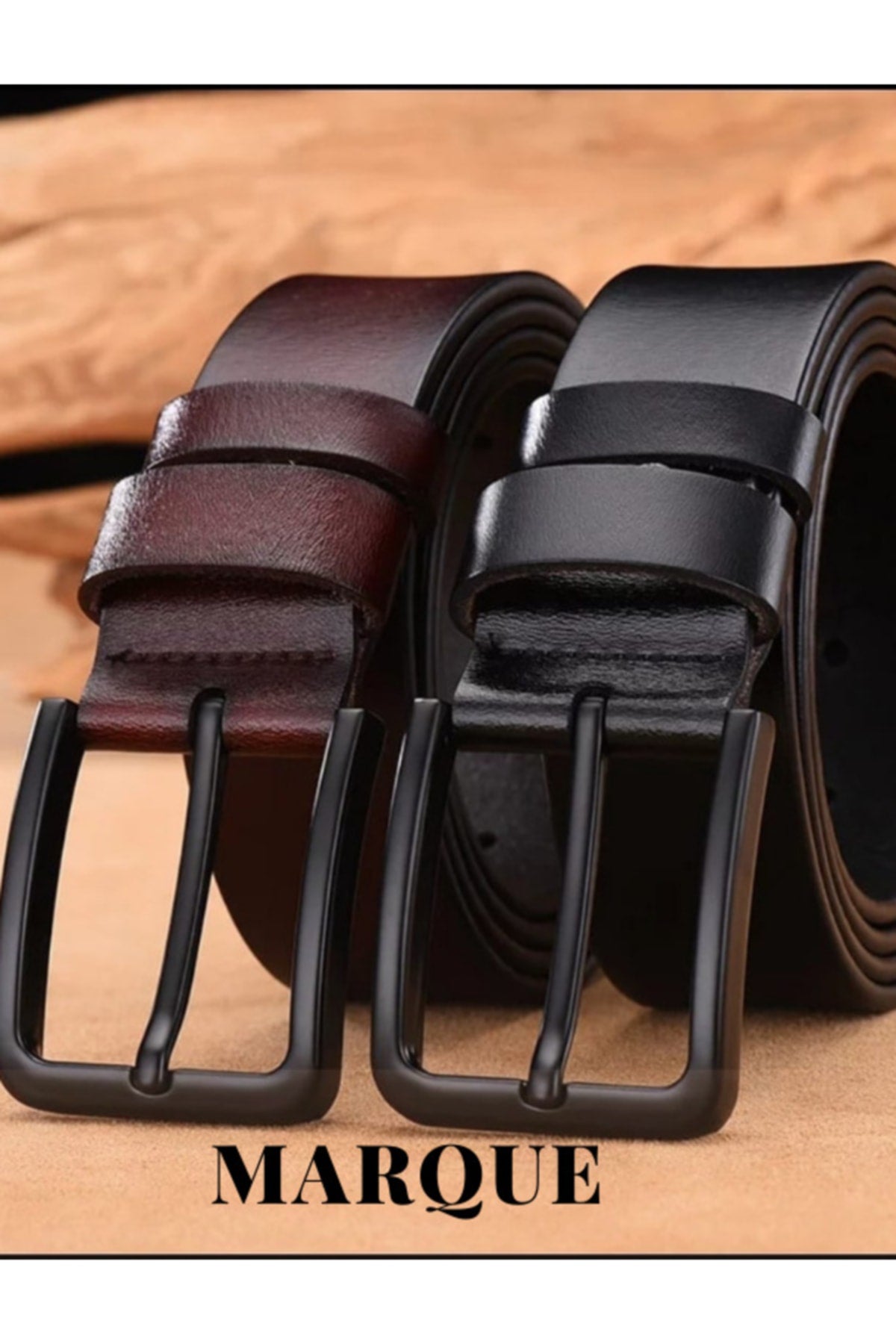 2 Piece Genuine Leather Black-brown Belt Suitable For Men's Jeans And Canvas Pants