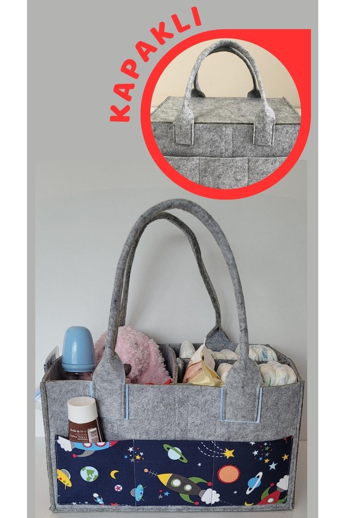 Handmade Multi-Purpose Felt Mother Baby Care And Organizer Bag Functional Organizer With Lid