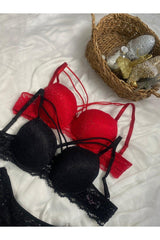 Women's Lace Detailed Half Padded Bra Set - Swordslife