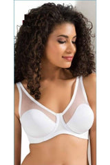 Women's White Tulle Detailed Gathering Bra - Swordslife