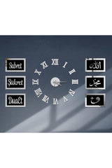 3d Roman Numeral Clock And Patience Pray Praise Allah Muhammad Vav Board Set (black silver) - Swordslife