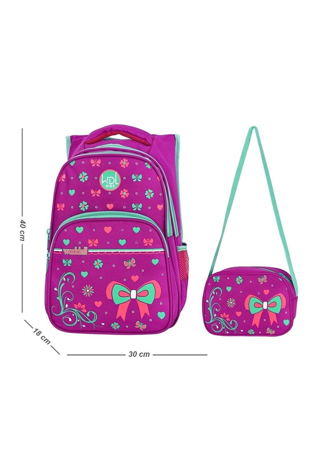 Licensed Frequency Fuchsia Bowtie Patterned Primary School Backpack