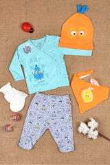 100% Cotton, 5 Piece Newborn Set & Out of Hospital 0-3 Months