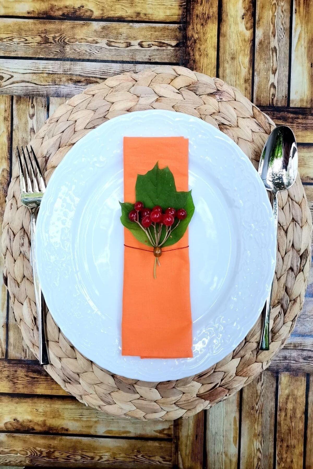 6 Pack Orange Cotton Fabric Serving Napkin - Swordslife