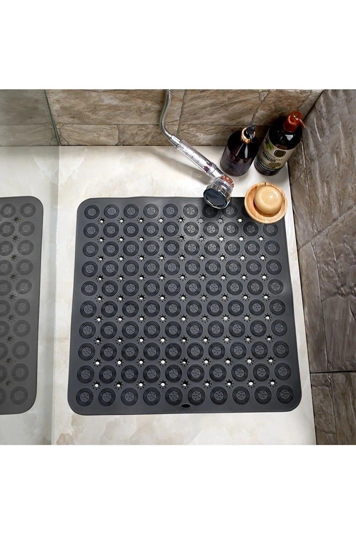 Square Massage Silicone Bath & Shower Anti-Slip Anthracite Color Massage Bath Math Bathroom Non-Slip - Swordslife