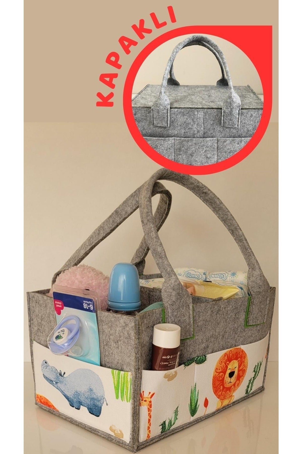 Handmade Multi-Purpose Felt Mother Baby Care And Organizer Bag Functional Organizer With Lid