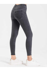 Carmen Ash Smoked High Waist Slim Leg Skinny Lycra Jeans - Swordslife