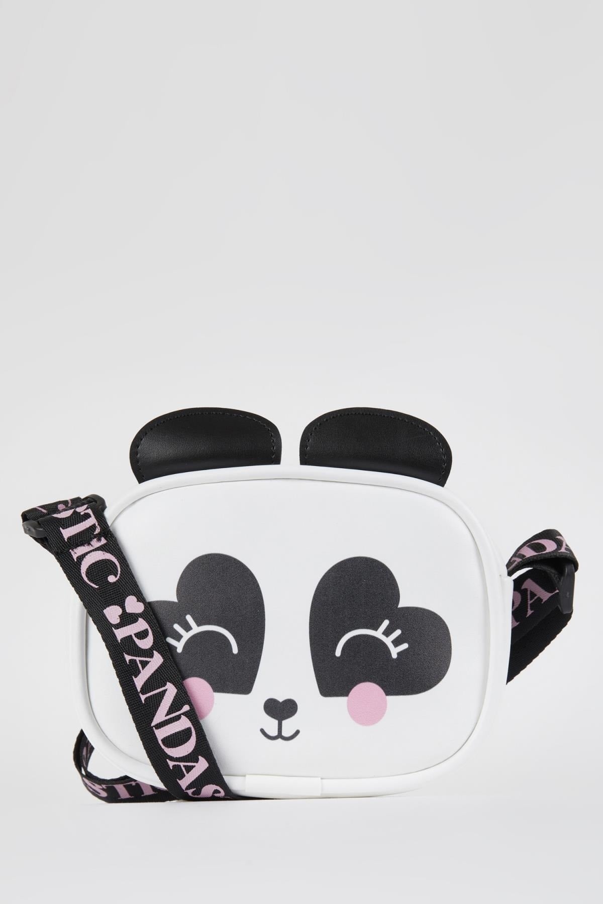 Girl Panda Figured Faux Leather Crossbody Bag