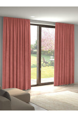 Velvet Textured Salmon Color Island Backdrop Curtain Extraforward Pleated - Swordslife