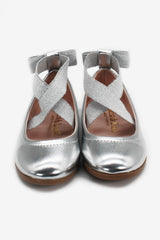 Girl Bow Silver Ballet Shoes