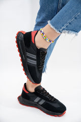 Unisex Snkr Black Red Casual Casual Sports Shoes Sneaker