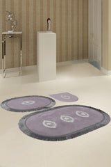 Polaris Gray 3 Pcs Bath Mat Set Non-Slip Base Dowry Lacy Closet Set - Swordslife