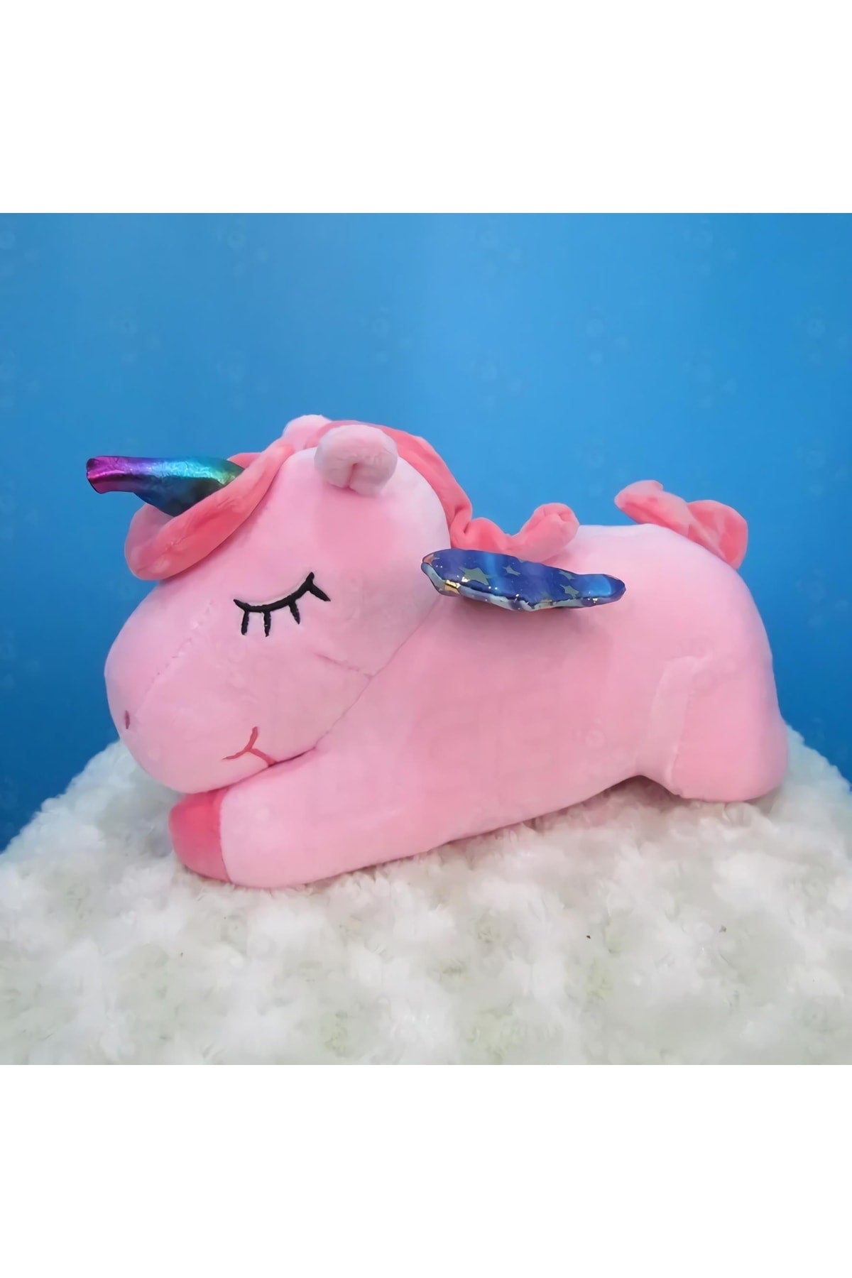 Imported Fabric Cute Star Wings Horned Unicorn Figure Plush Toy Play & Sleep Companion 28 Cm.