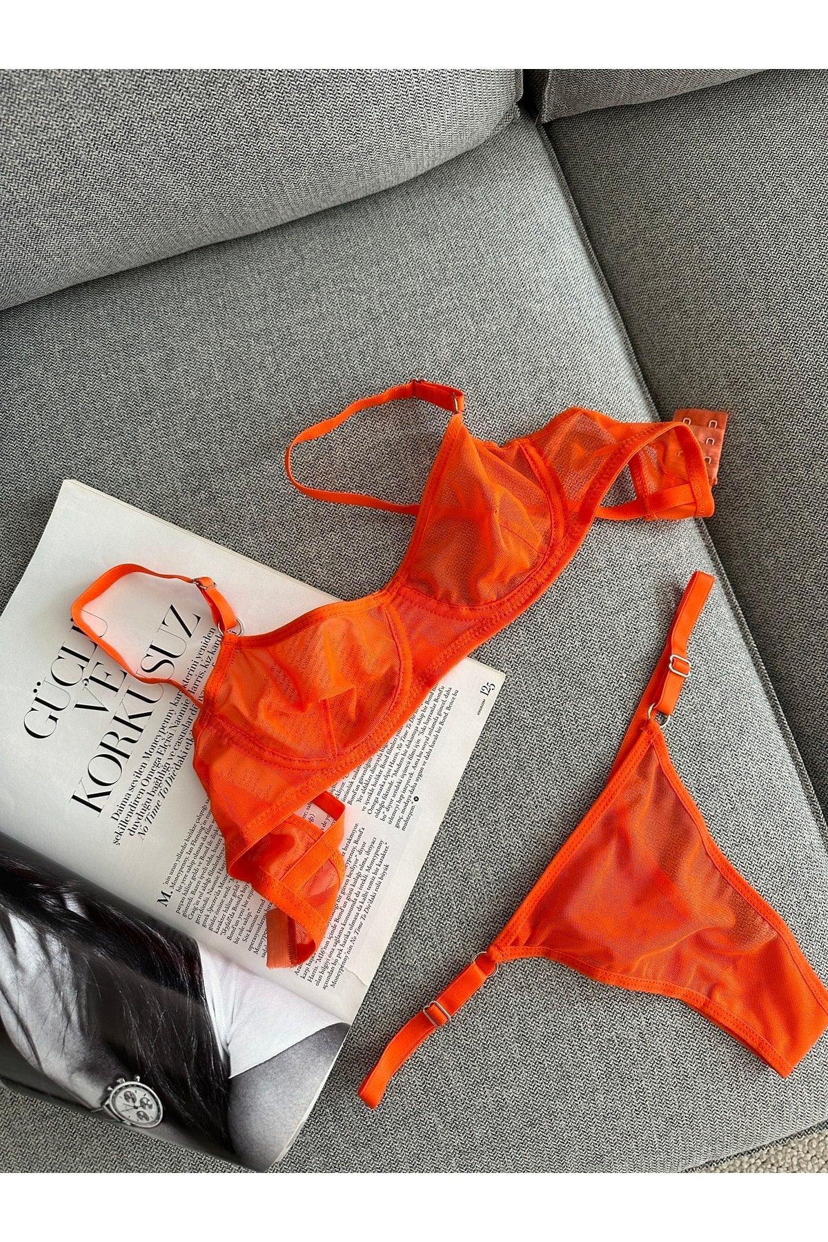 Orange Underwire Bra Set - Swordslife