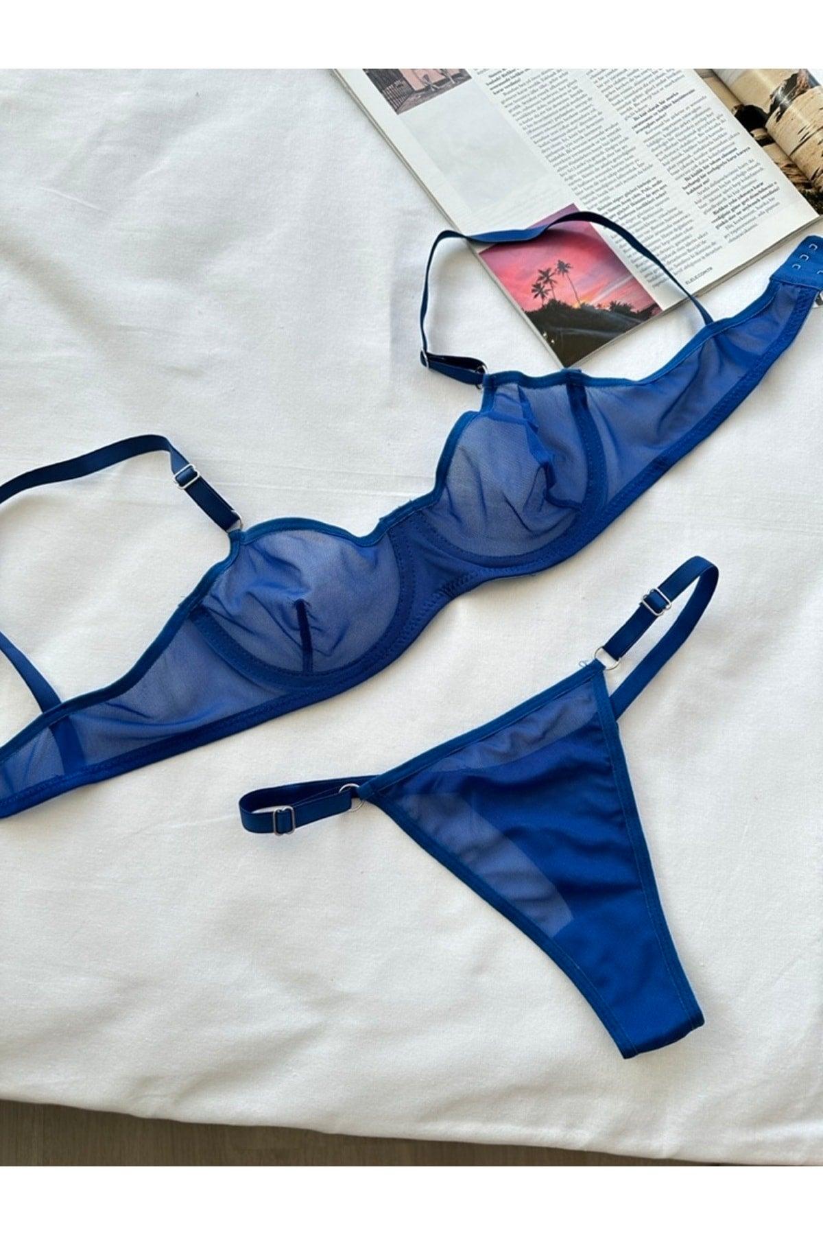 Blue Underwire Bra Set - Swordslife