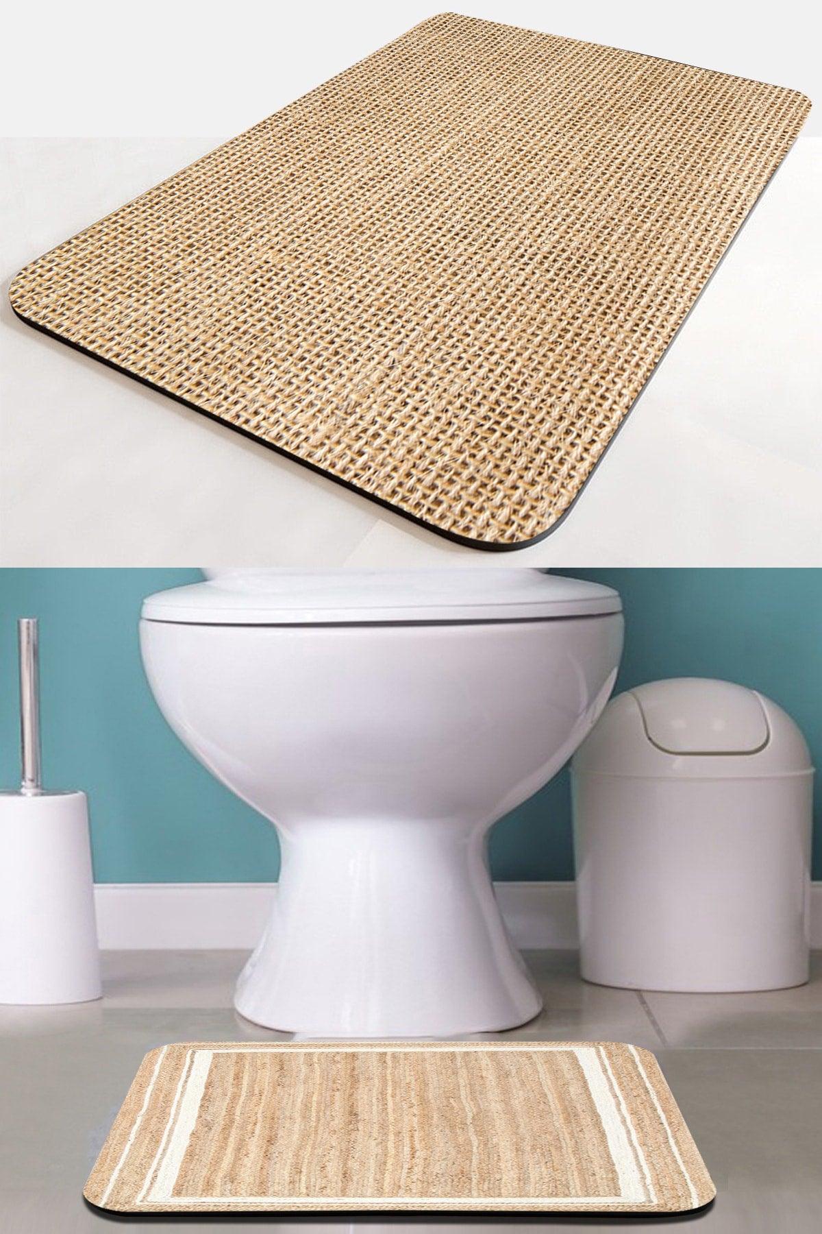 Jute Patterned Patterned Non-Slip Base Washable Single Closet Front Small Bath Mat - Swordslife