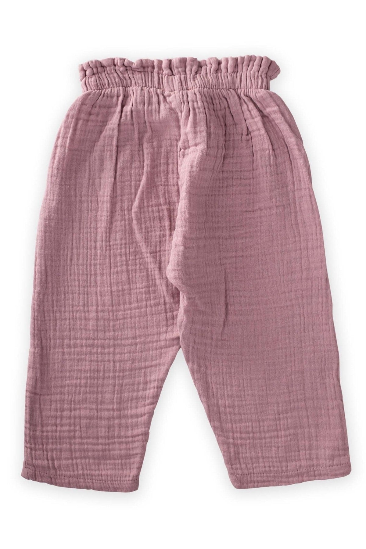 Organic Ruffle Waist Wide Cut Muslin Trousers Ages 1-8 Lilac