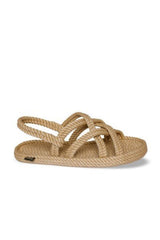 Bodrum Rubber Sole Women's Rope & Rope Sandals - Beige