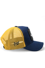 V1 Trucker Kartal - Unisex Navy Blue-Yellow Hat with 2 Code Logo (Cap)