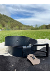 100% GENUINE NAVY BLUE 4.5CM MEN'S LEATHER BELT