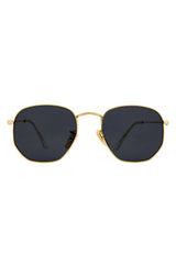 Hexagonal Gold Polarized Metal Sunglasses