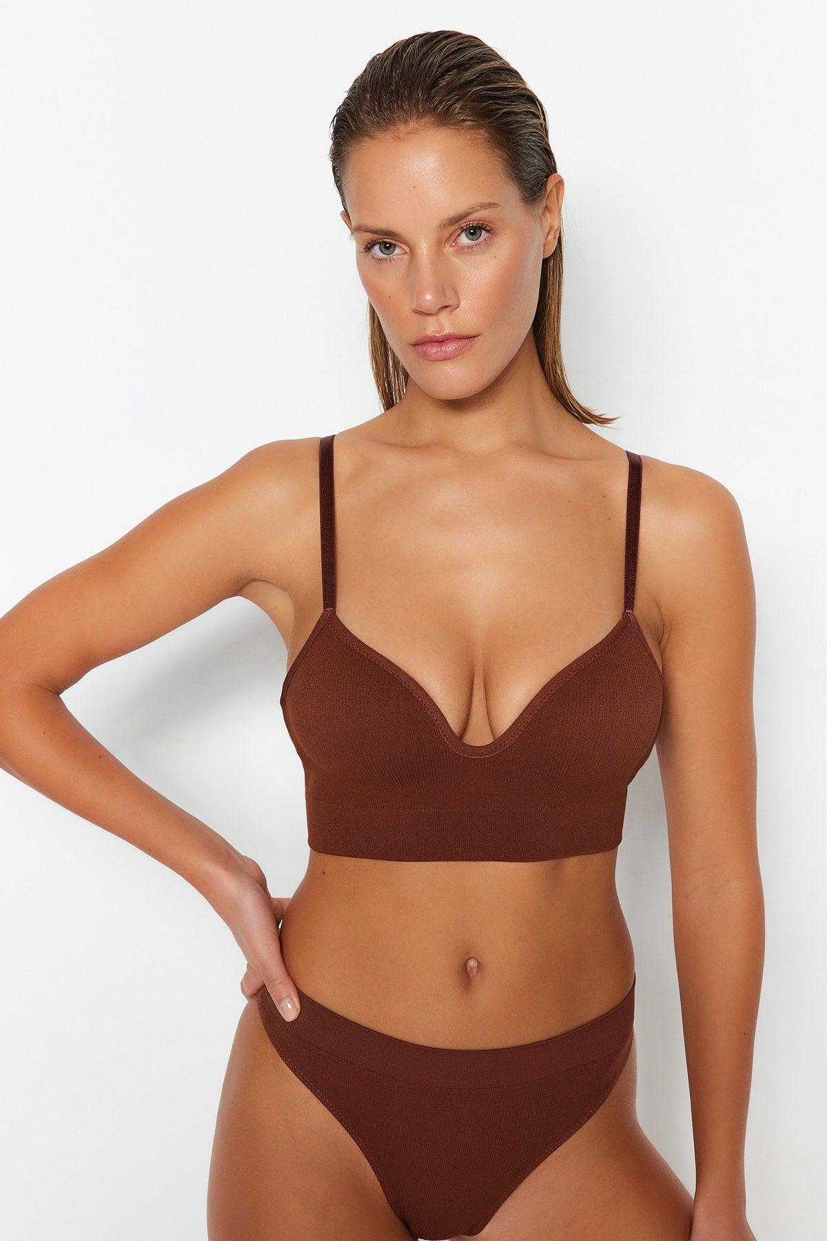 Brown Seamless/Seamless Covered Bra THMAW22SU0043 - Swordslife