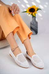 Women's Knitted Flat Shoes Women's Shoes Casual Shoes White