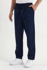 Men's Navy Blue Color Linen Trousers