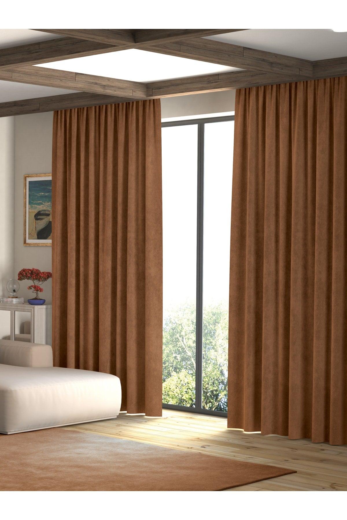 Velvet Textured Cashmere Color Island Backdrop Curtain Extrafor Pleated - Swordslife