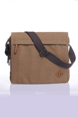 Gk12 Canvas Postman Flat Crossbody Bag Beige