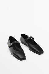 Buckled Banded Leather Flats - Swordslife