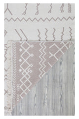 Duo White Beige Washable Double Sided Rug Woven Fringed Carpet Rug Runner Balcony Kitchen 23001a - Swordslife