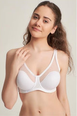 Women's White Tulle Detailed Gathering Bra - Swordslife