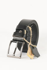 Genuine Buffalo Leather Men's Belt 3,5 Cm Black Classic Fabric Trouser Belt