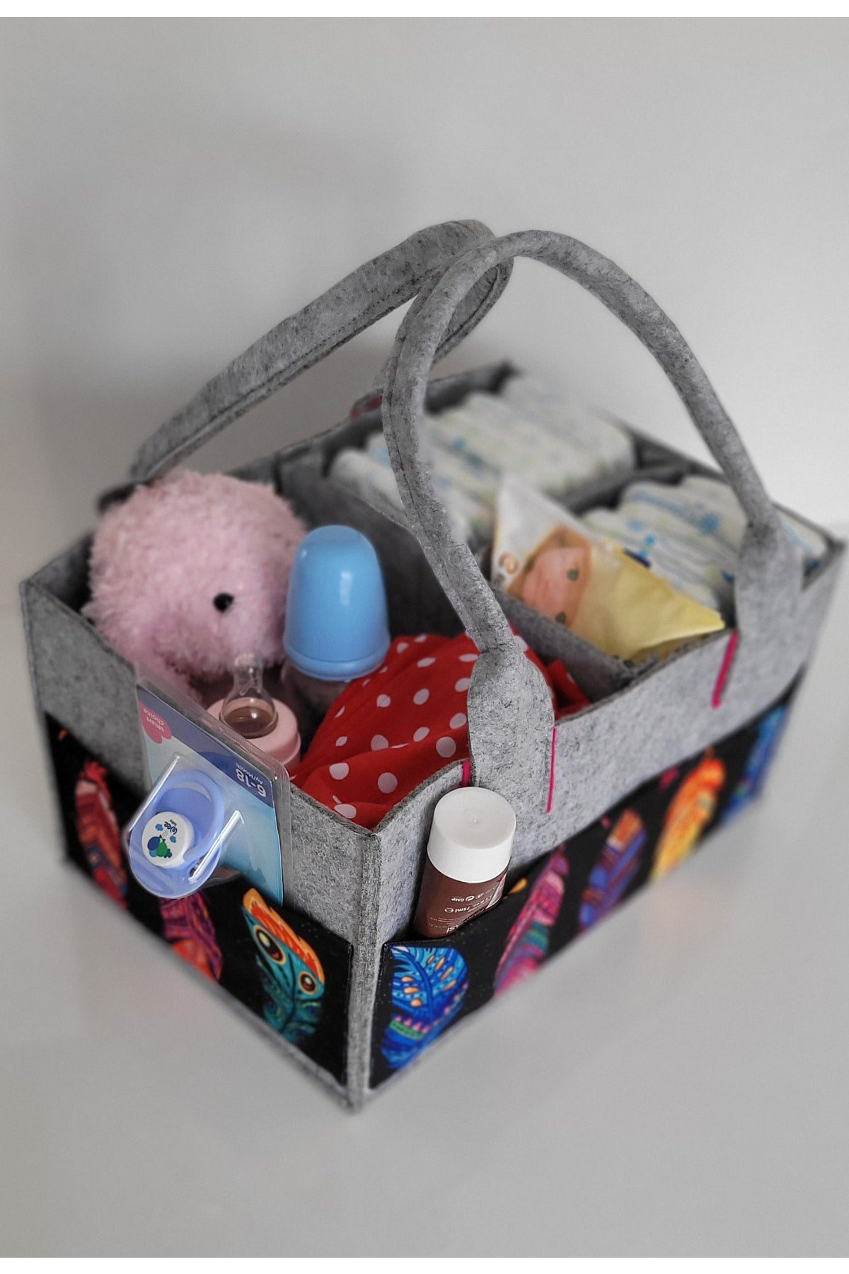 Handmade Multi-Purpose Felt Mother Baby Care And Organizer Bag Functional Organizer With Lid