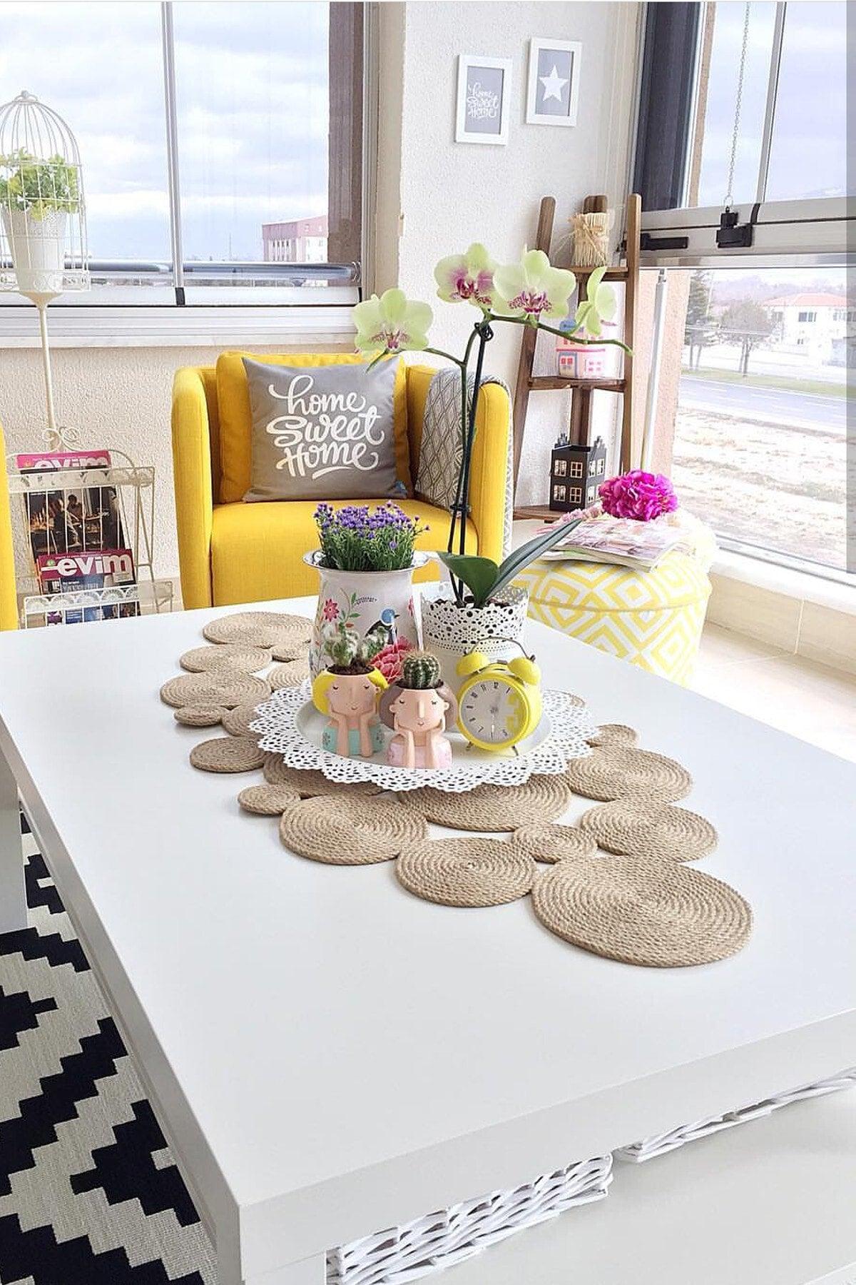 Olva Straw Jute Living Room Kitchen Table Cloth / Runner / Ranır 130x60cm - Swordslife