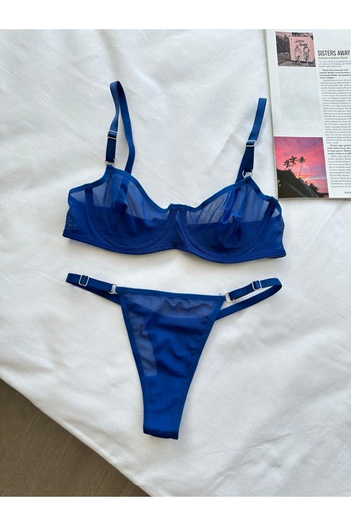 Blue Underwire Bra Set - Swordslife