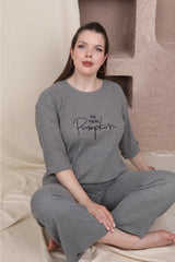 Striped Gray Plus Size Pajamas Set - Swordslife