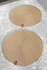 2 Pieces 32 cm Round Natural Placemats Straw Jute Knitted Base Serving Set - Swordslife