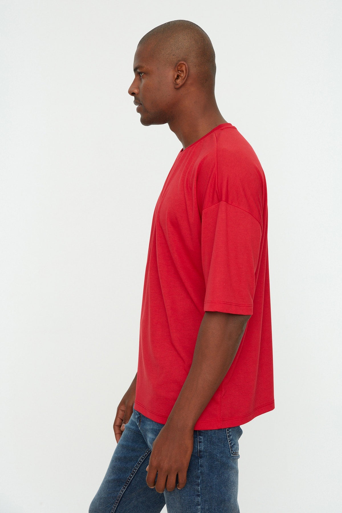 Red Men's Basic Crew Neck Oversize Short Sleeve T-Shirt TMNSS22TS0300