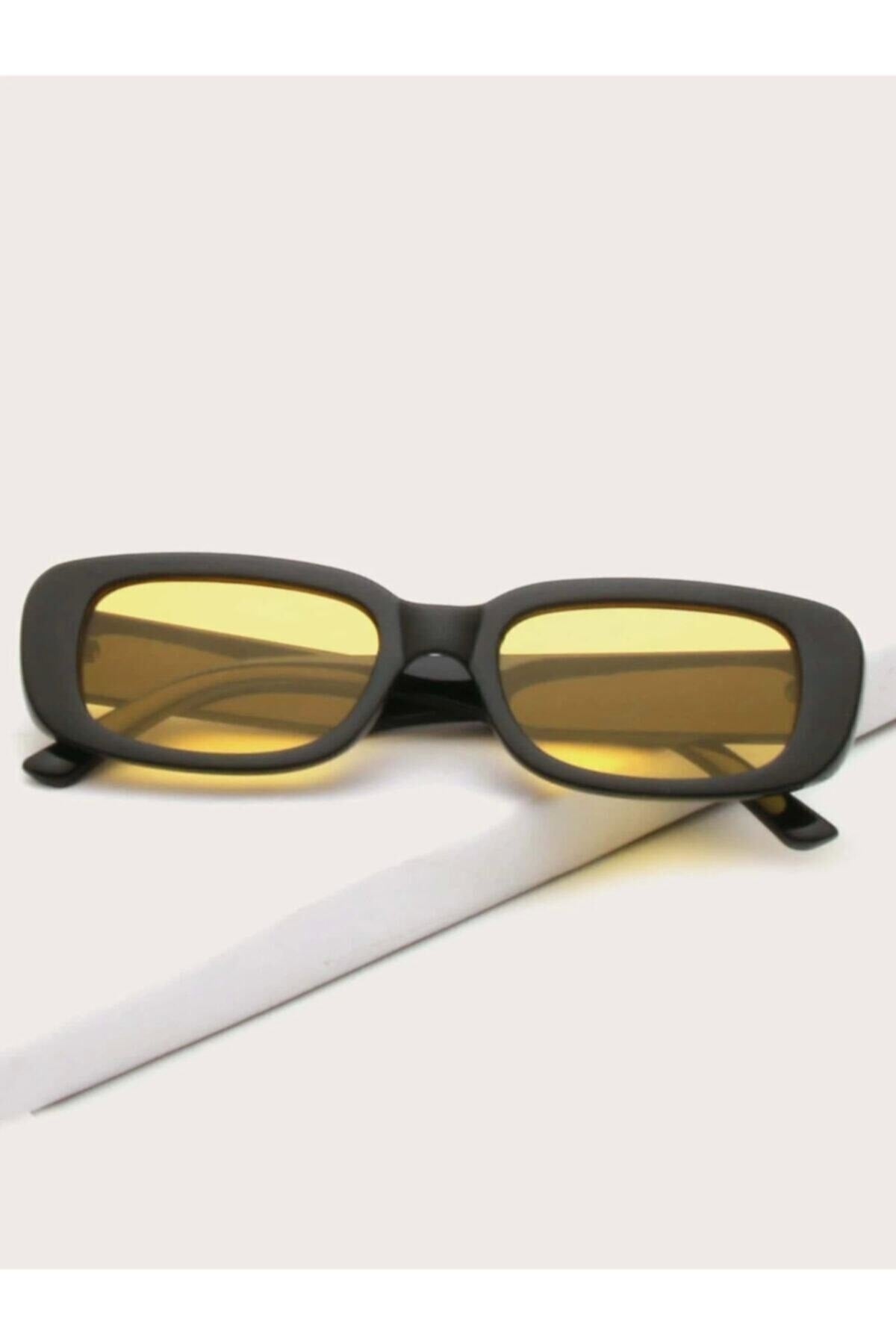 Chunky Frame Vintage Yellow Black Sunglasses