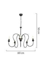 Flor 5L Black Modern Bedroom Kitchen Living Room Chandelier