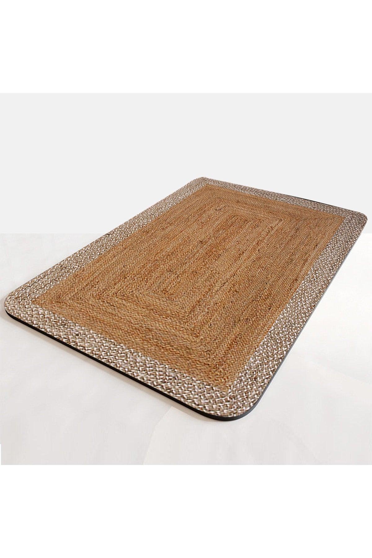 Else Jute Patterned Patterned Non-Slip Floor Washable Single Closet Front Small Bath Mat - Swordslife