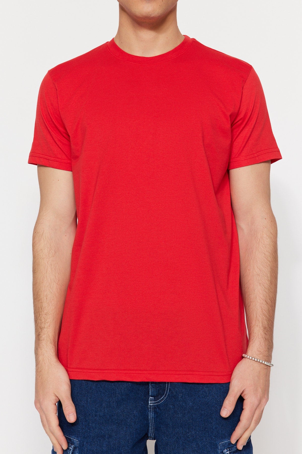 Red Men's Basic Regular/Normal Fit Crew Neck Short Sleeved T-Shirt TMNSS22TS0271